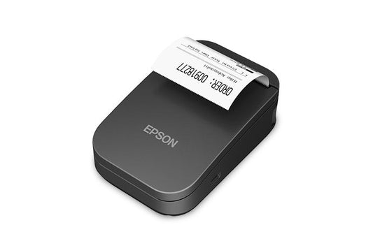 Epson TM-P20II 2-inch mobile receipt printer, Bluetooth, USB-C, black (C31CJ99101) – left 3/4 view with receipt