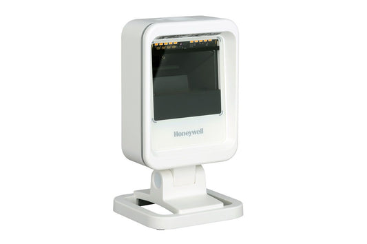 Honeywell Genesis XP 7680g presentation scanner (7680GSR-5USB-1) – white version on stand – front view