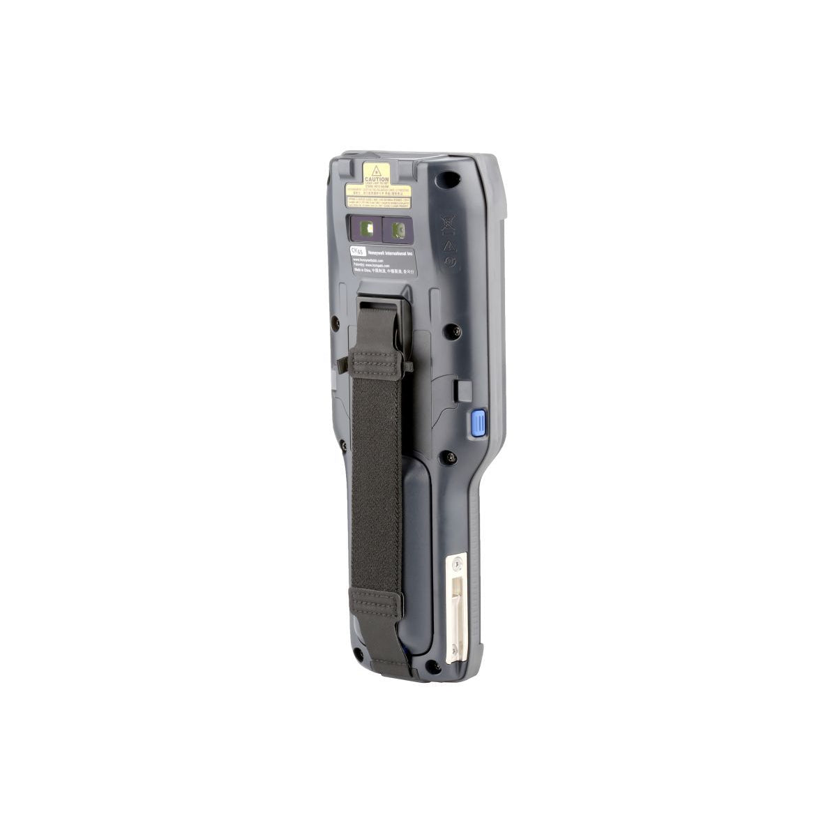 Honeywell CK65 rugged Android mobile computer, 51-key alphanumeric keypad, standard range 2D imager, Wi-Fi only (CK65-L0N-BSC210E) – back view with hand strap