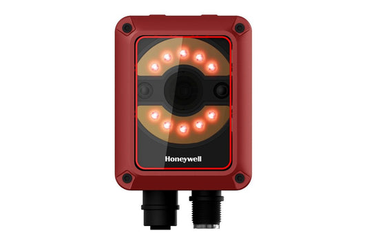 Honeywell HF810 fixed-mount industrial 2D scanner (HF810-11BT00004K-R) – front view with M12 connectors