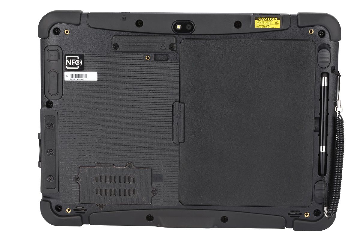 Honeywell RT10A 10.1" rugged Android tablet with N6703 standard-range imager, 4G LTE, outdoor display (RT10A-L1N-37C12S1E) – back view