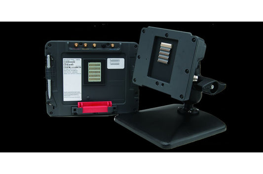 Honeywell Thor VM1A 8" Android vehicle-mount computer with integrated QWERTY keypad, indoor, capacitive touch (VM1A-L0N-1A4A20E) – back view with vehicle dock