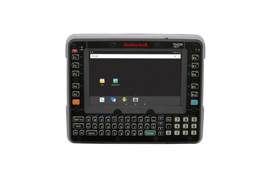 Honeywell Thor VM1A 8" Android vehicle-mount computer with integrated QWERTY keypad, cold storage, resistive touch (VM1A-L0N-1B2A20E) – front view