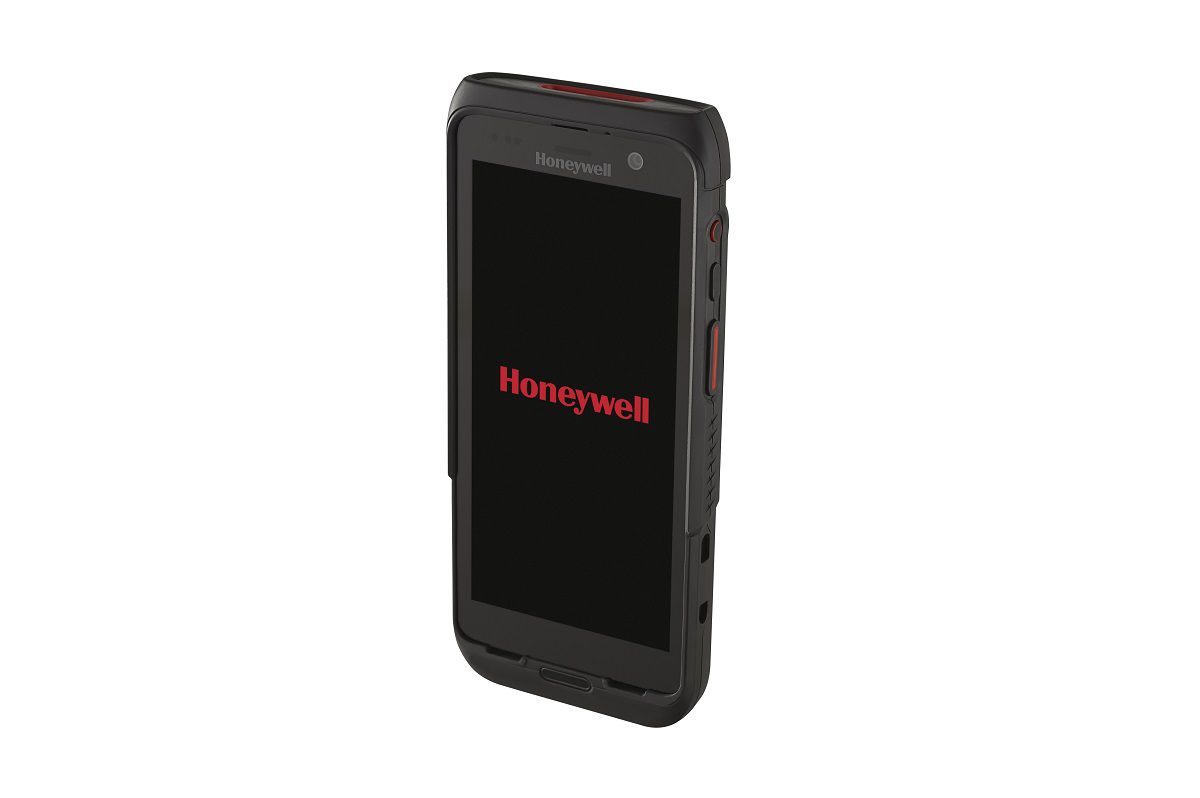 Honeywell CT47 5.5-inch all-touch Android mobile computer, black, standard-range 2D imager, Wi-Fi only, 8 GB / 128 GB (CT47-X0N-57D100G) – angled view