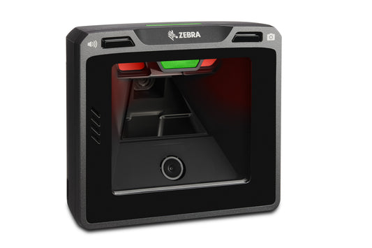Zebra SP7208-V vertical presentation scanner with Checkpoint EAS, color camera (SP7208-SV00004CCWW) – left 3/4 view