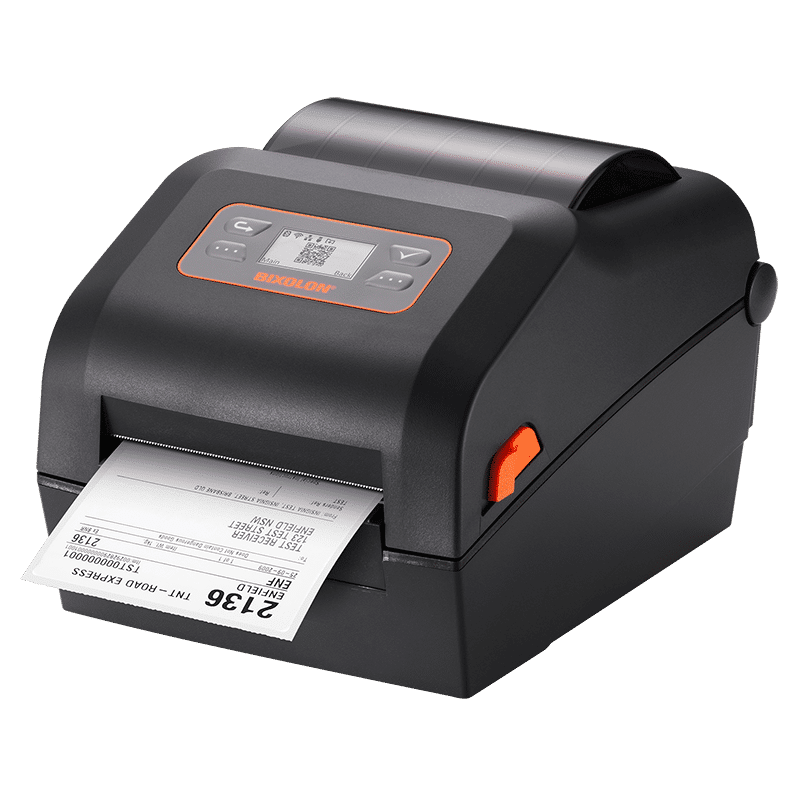 BIXOLON XD5-40d 4-inch direct thermal desktop label printer, black (XD5-40DEK/BEG) – printing a shipping label