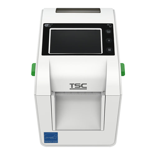 TSC DH220LHC healthcare desktop label printer, white, touch LCD, peeler, Wi-Fi + Bluetooth (DH220LHC-A001-0112) – front view