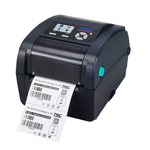 TSC TC310 4-inch thermal transfer desktop label printer, 300 dpi, colour display, USB + RS-232 + Ethernet, navy (99-059A002-3002) – front view