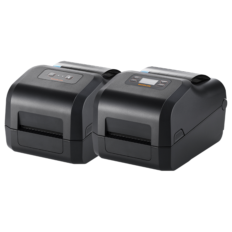BIXOLON XD5-40IIt 4-inch thermal transfer desktop label printer, black (XD5-40IItEBK/BEG) – angled view