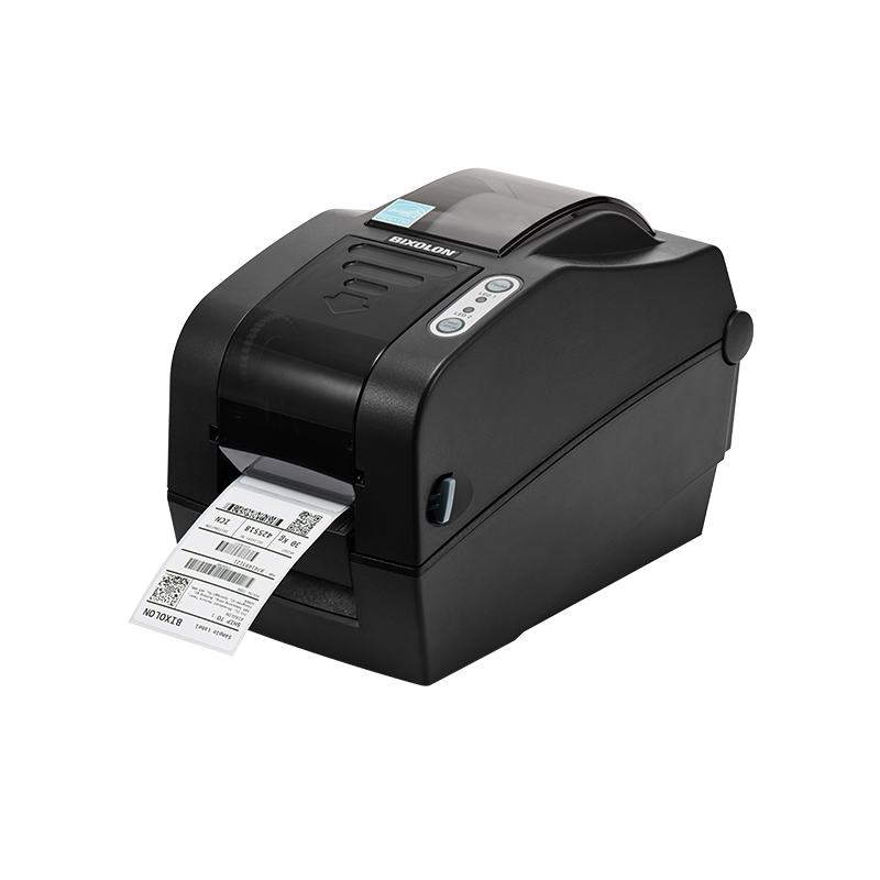 BIXOLON SLP-TX223 2-inch thermal transfer desktop label printer, dark grey (SLP-TX223G) – angled view