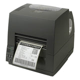 Citizen CL-S621II 4-inch thermal transfer desktop label printer, 203 dpi, USB and RS-232, black (CLS621IINEBXX) – front view