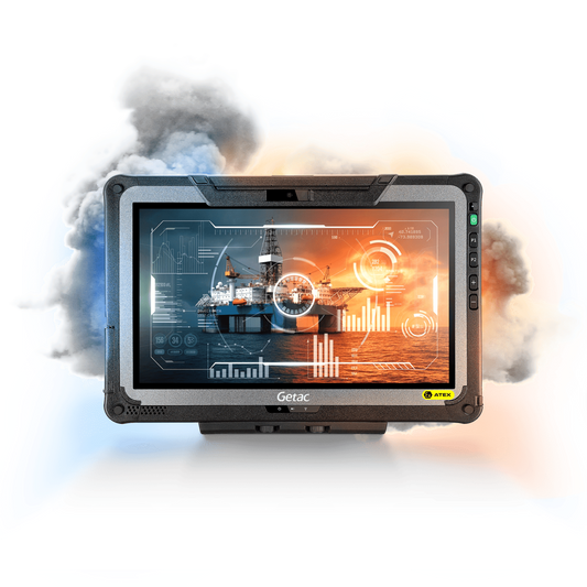 Getac F110 G7-EX ATEX/IECEx Zone 2/22 rugged 11.6-inch tablet, 2D barcode reader, HF RFID (FTBQ64TI1DHS) – front view
