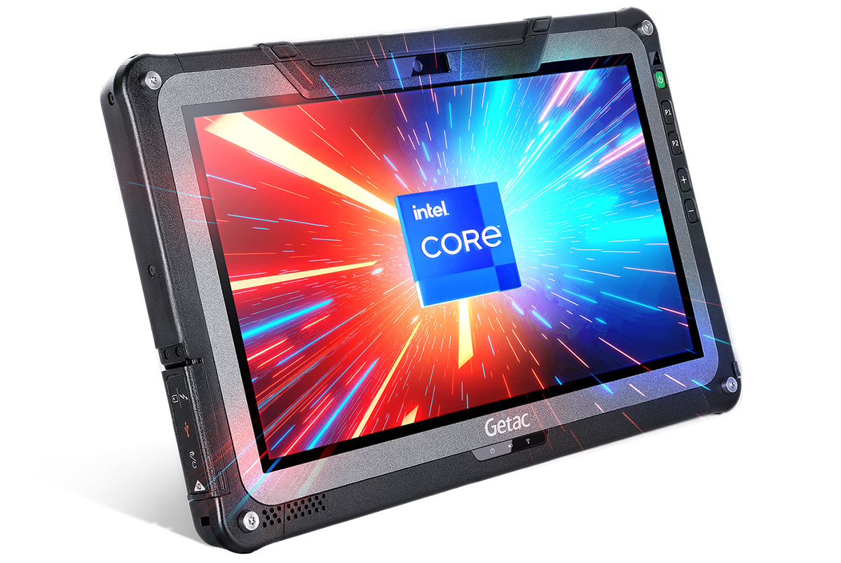 Getac F110 G7 rugged 11.6-inch tablet (FTA164JI1MXX) – angled front view