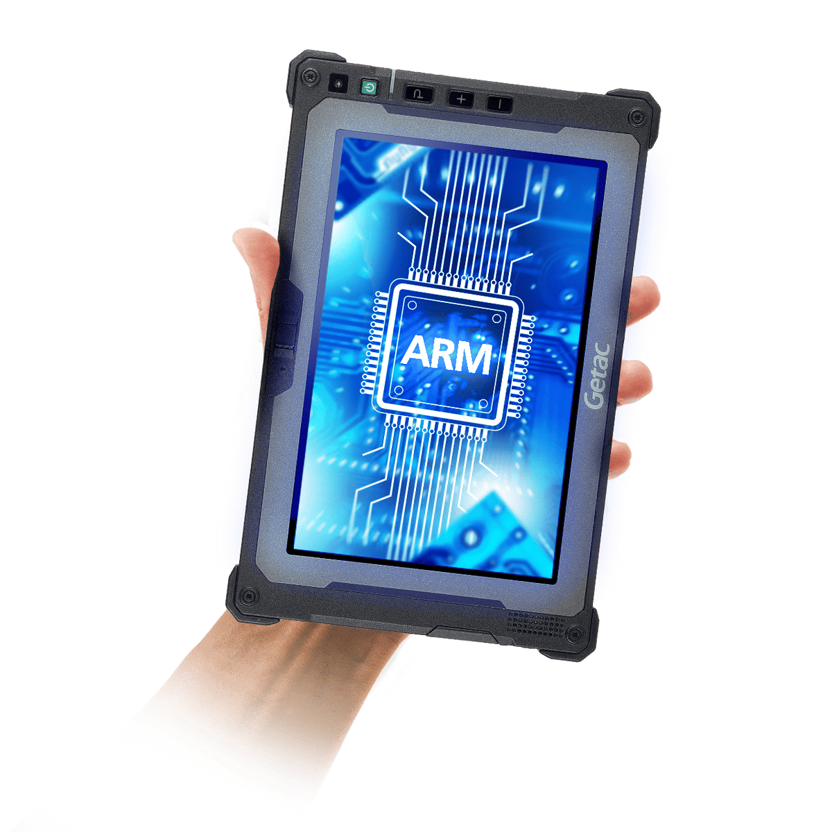 Getac ZX80W 8" rugged Windows tablet, hot-swappable battery (Z8A7WXGI2AXX) – held in hand