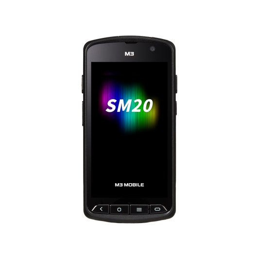 M3 Mobile SM20 F freezer model rugged Android full-touch mobile computer, 5" display, SE4710 scan engine, 4G, standard battery (SM2F4R-R2CHSS-HF) – front view
