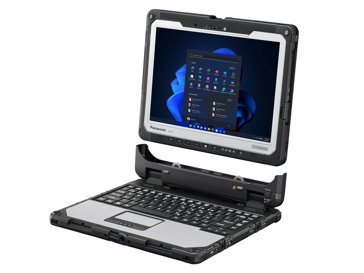 Panasonic TOUGHBOOK 33 mk2 fully rugged 12-inch 2-in-1 tablet with detachable German (QWERTZ) keyboard (CF-33GZ057B4) – tablet detaching from keyboard