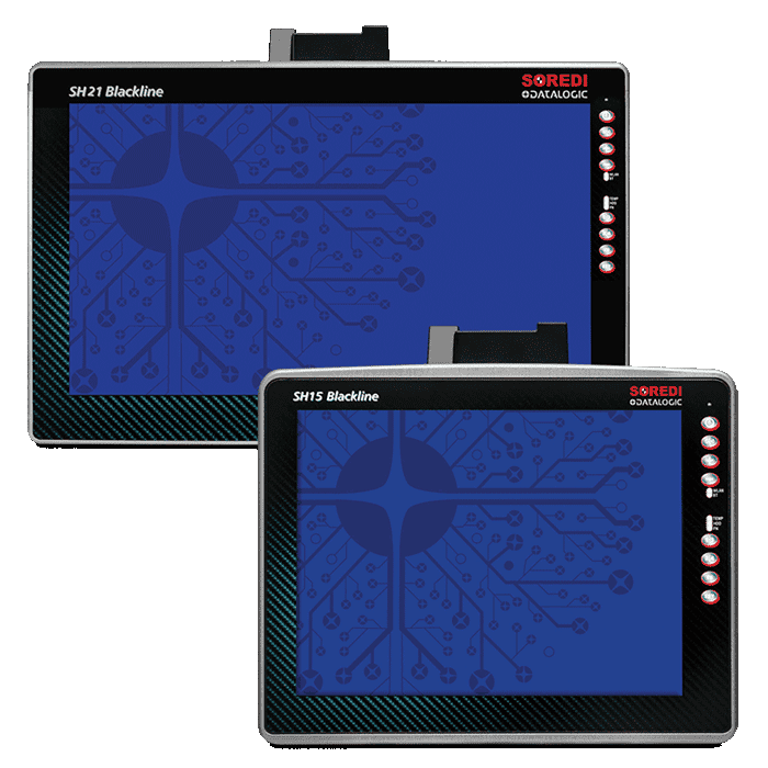 Datalogic SH21 Blackline 21-inch vehicle-mount computer, Intel Core i5, Windows Embedded Standard 7 (94S351243) – front view shown with the SH15 Blackline