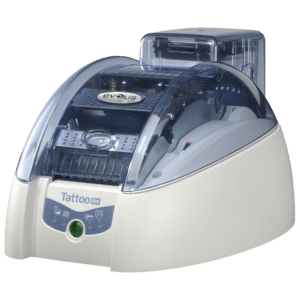 Evolis Tattoo2 RW, single sided, 12 dots/mm (300 dpi), USB, Ethernet, contactless, white, blue